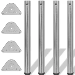 vidaXL Tafelpoten in hoogte verstelbaar geborsteld nikkel 710 mm 4 st