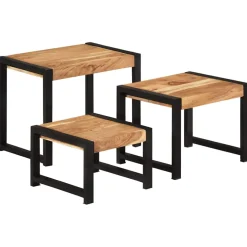 vidaXL Tafeltjesset 3 st massief hout