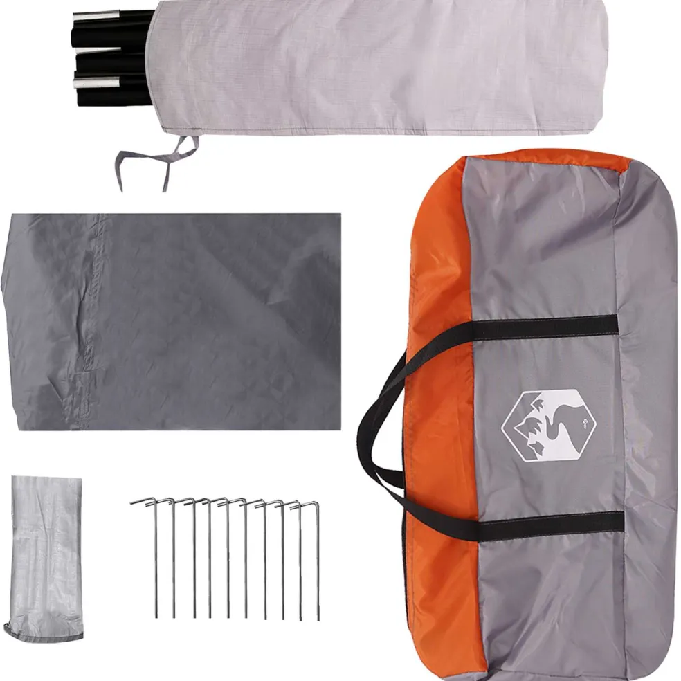 vidaXL Tailgate Luifel Waterdicht Grijs en Oranje 405 x 280 x 220 cm