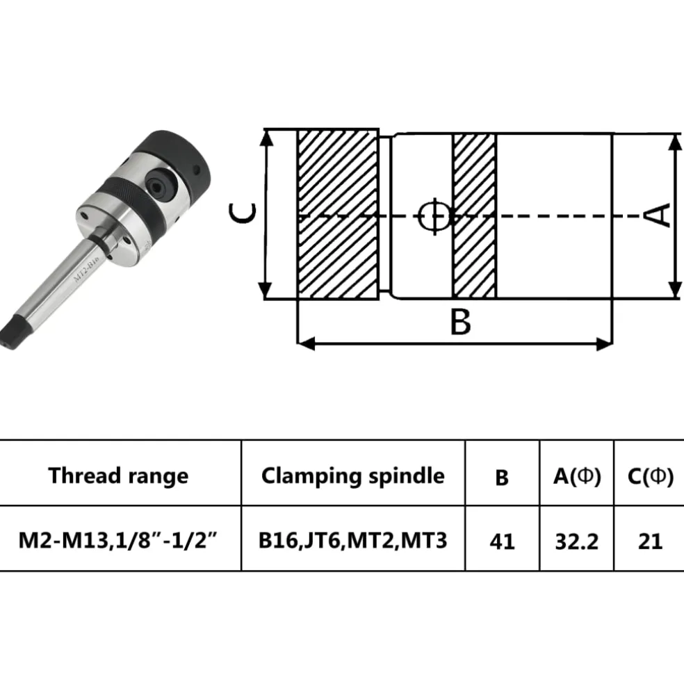 vidaXL Tapboorkop B16 met MT2 schacht voor schroefdraad M2-M13