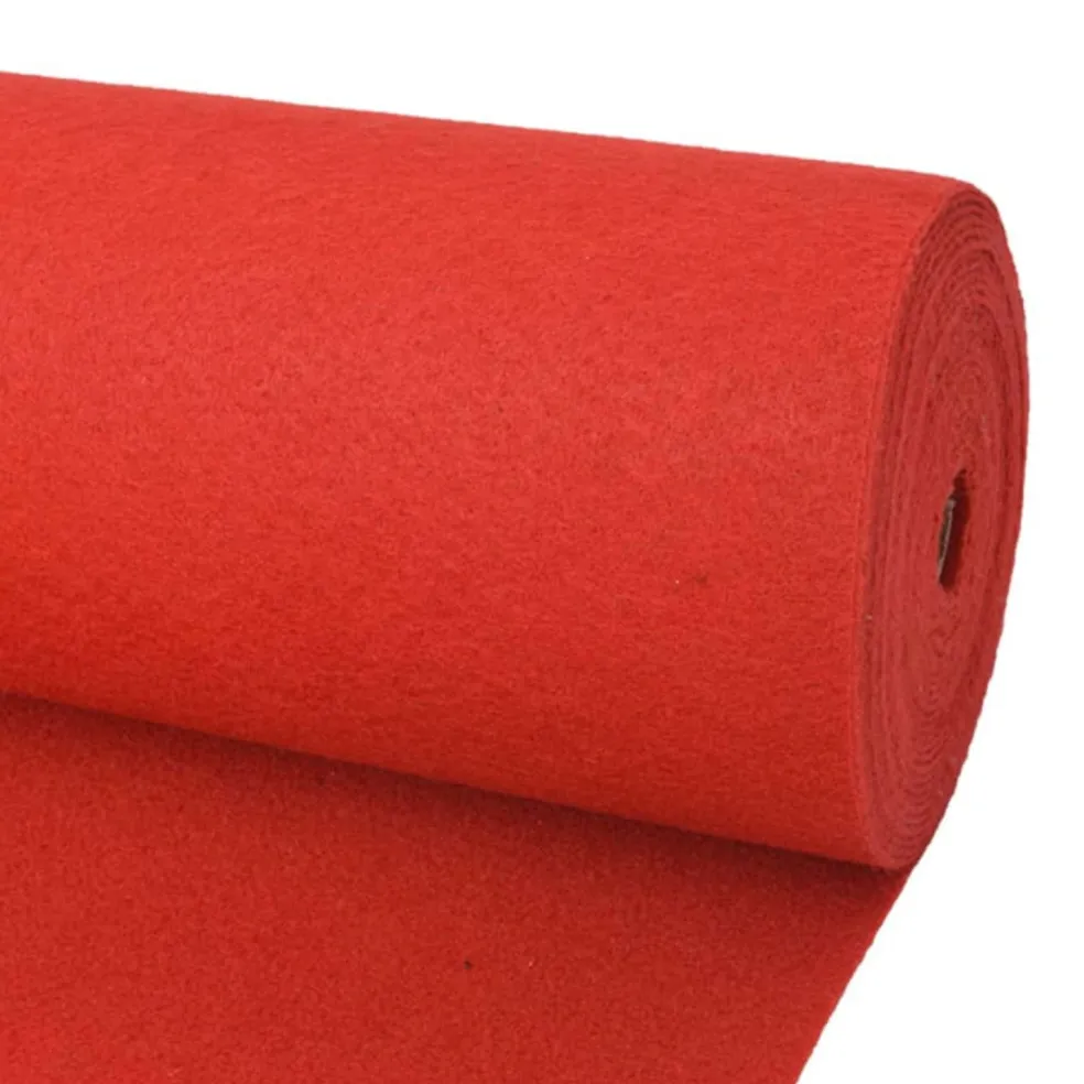 vidaXL Tapijt Effen Rood 1,2 x 12 m Polyester