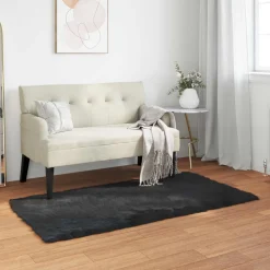 vidaXL Tapijt van imitatie TAFALLA Zwart 60 x 110 cm Polyester