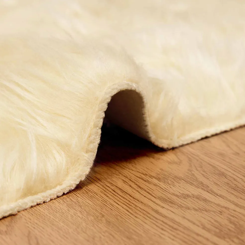 vidaXL Tapijt van imitatie TAFALLA Crèmekleurig 60 x 110 cm Polyester