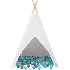 vidaXL Teepee Tent Wit 120 x 120 x 150 cm Stof en Plastic