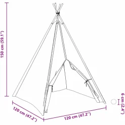vidaXL Teepee Tent Wit 120 x 120 x 150 cm Stof en Plastic
