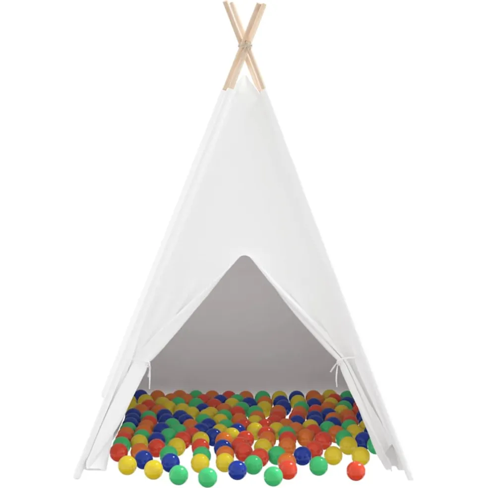 vidaXL Teepee Tent Wit 120 x 120 x 150 cm Stof en Plastic