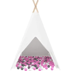 vidaXL Teepee Tent Wit 120 x 120 x 150 cm Stof en Plastic