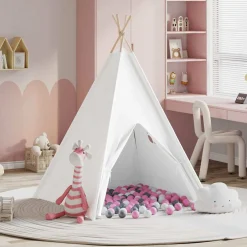 vidaXL Teepee Tent Wit 120 x 120 x 150 cm Stof en Plastic