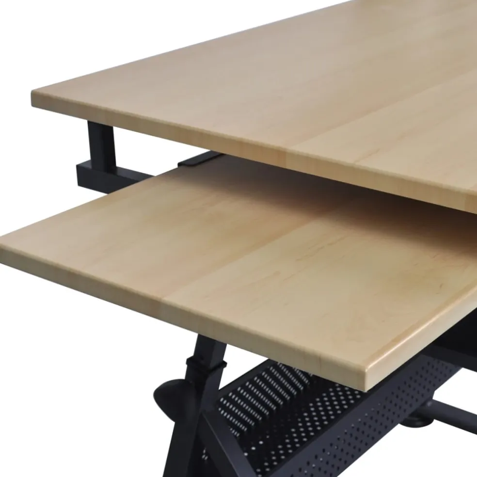 vidaXL Tekentafel met 2 lades en kruk