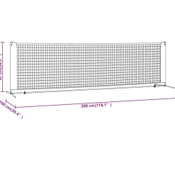 vidaXL Tennisnet 300x100x87 cm polyester zwart en rood