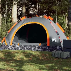 vidaXL Tent 2-persoons snelontgrendeling grijs en oranje