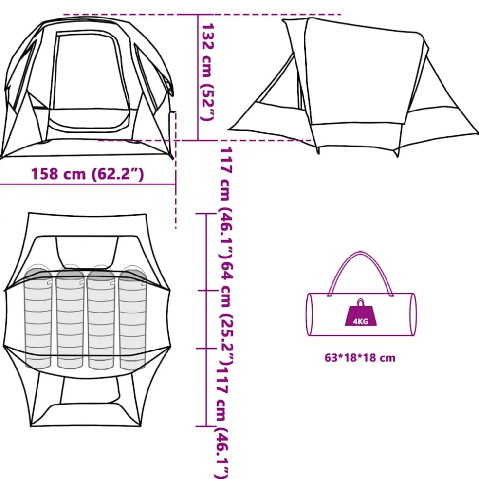 vidaXL Tent 4-persoons waterdicht groen
