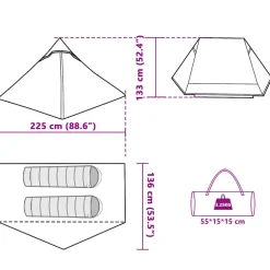 vidaXL Tent 2-persoons waterdicht grijs