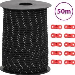 vidaXL Tentscheerlijn met reflecterende strips en spanners 50 m 3 mm