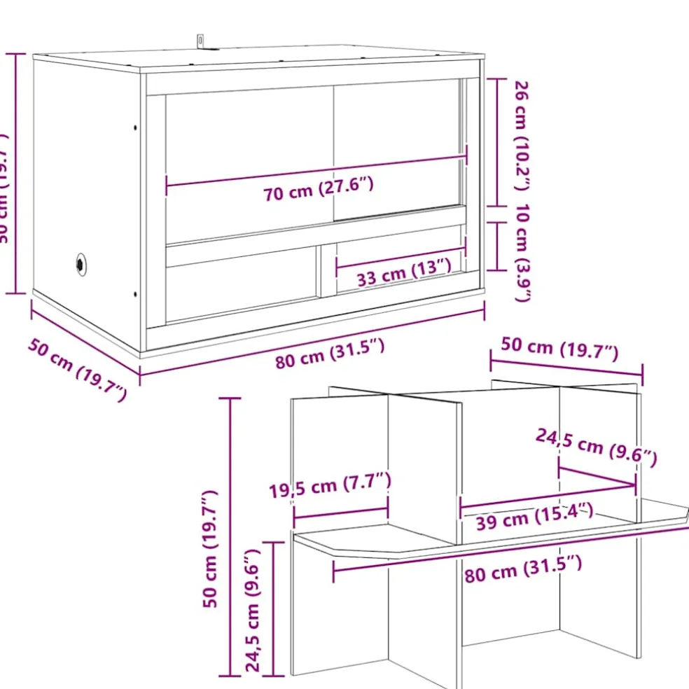 vidaXL Terrarium Bruin 80 x 50 x 100 cm OSB