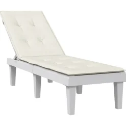 vidaXL Terrasstoelkussen (75+105) x 50 x 4 cm stof gemêleerd crèmekleurig