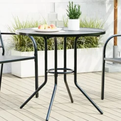 vidaXL Terrastafel rond Ø80x72,5 cm gepoedercoat staal antracietkleur