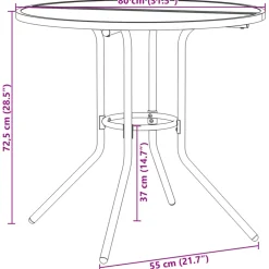 vidaXL Terrastafel rond Ø80x72,5 cm gepoedercoat staal antracietkleur