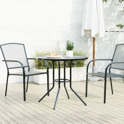 vidaXL Terrastafel rond Ø80x72,5 cm gepoedercoat staal antracietkleur