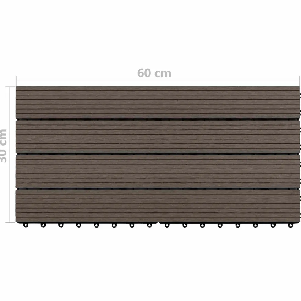 vidaXL Terras Tegel 6 st Donkerbruin 60 x 30 cm WPC