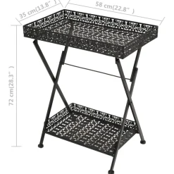 vidaXL Theetafel vintage stijl inklapbaar 58x35x72 cm metaal zwart