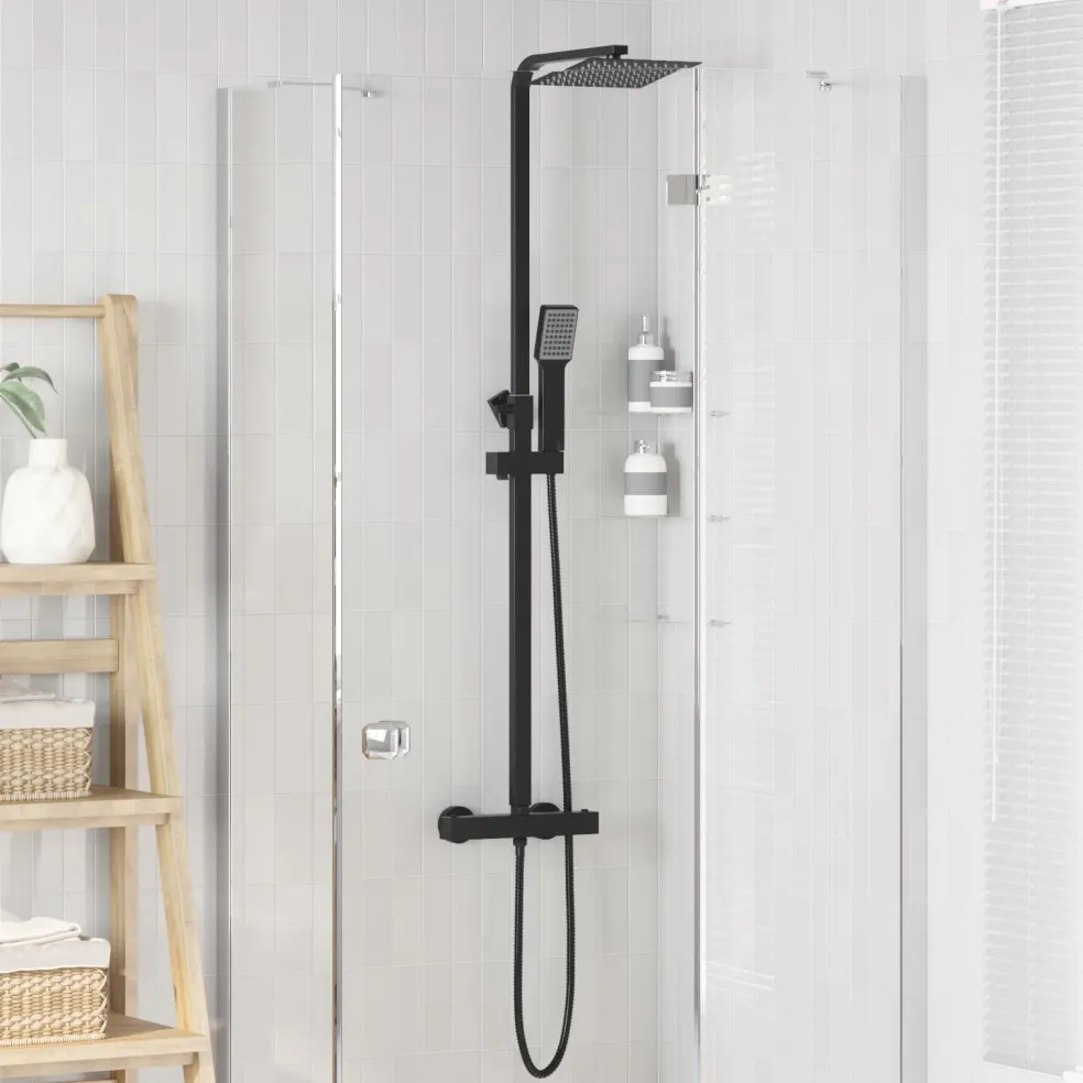 vidaXL Thermostatisch Douchesysteem Set Zwart RVS 201