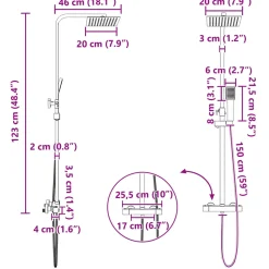 vidaXL Thermostatisch Douchesysteem Set Zwart RVS 201