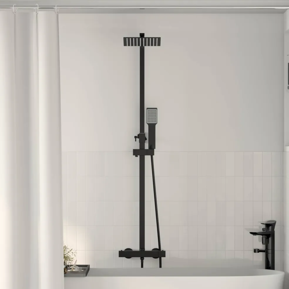 vidaXL Thermostatisch Douchesysteem Set Zwart RVS 201
