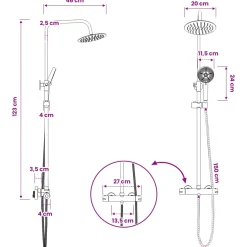 vidaXL Thermostatisch Douchesysteem Set Chroom RVS 201