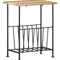 vidaXL Tijdschriftenrek 40x30x50 cm massief mangohout en staal