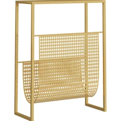 vidaXL Tijdschriftenrek 35x15x45 cm staal goudkleurig