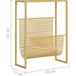 vidaXL Tijdschriftenrek 35x15x45 cm staal goudkleurig