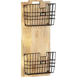 vidaXL Tijdschriftenwandrek 33x10x67 cm massief ruw mangohout