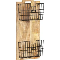 vidaXL Tijdschriftenwandrek 33x10x67 cm massief ruw mangohout