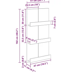 vidaXL Tijdschrift Rek Artisan Eiken 51 x 11 x 102 cm Bewerkt hout