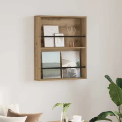 vidaXL Tijdschrift Rek Artisan Eiken 60 x 12 x 70 cm Bewerkt hout