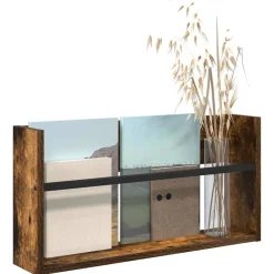 vidaXL Tijdschrift Rek Gerookt eiken 60 x 12 x 30 cm Bewerkt hout