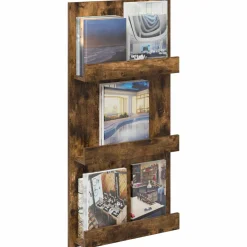 vidaXL Tijdschrift Rek Gerookt eiken 51 x 11 x 102 cm Bewerkt hout