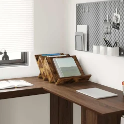 vidaXL Tijdschrift Rek Gerookt eiken 53 x 40 x 28,5 cm Bewerkt hout