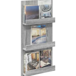 vidaXL Tijdschrift Rek Grijs Sonoma 51 x 11 x 102 cm Bewerkt hout