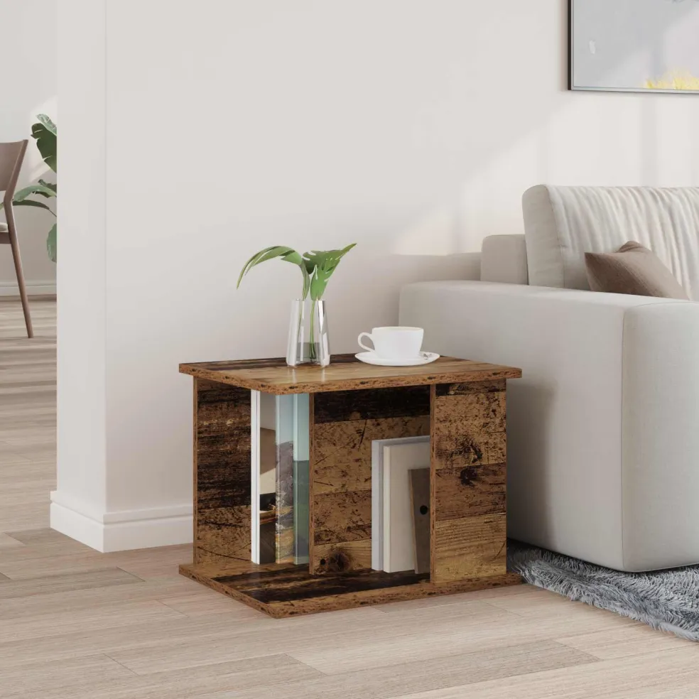 vidaXL Tijdschrift Rek met plank Oudhout 35 x 35 x 45 cm Bewerkt hout