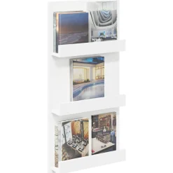 vidaXL Tijdschrift Rek met plank Wit 51 x 11 x 102 cm Bewerkt hout