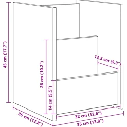 vidaXL Tijdschrift Rek met plank Wit 35 x 35 x 45 cm Bewerkt hout