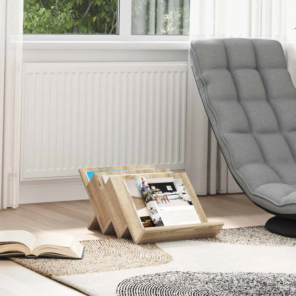 vidaXL Tijdschrift Rek Sonoma Eiken 53 x 40 x 28,5 cm Bewerkt hout