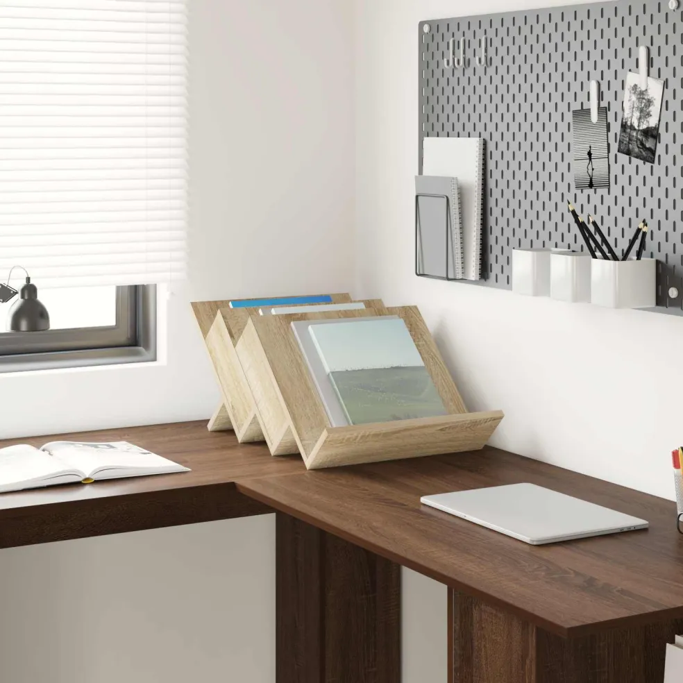 vidaXL Tijdschrift Rek Sonoma Eiken 53 x 40 x 28,5 cm Bewerkt hout