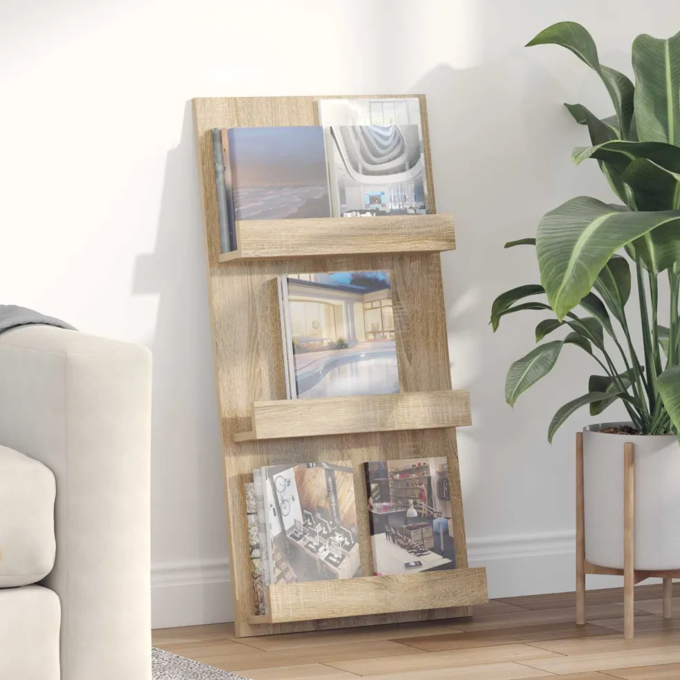 vidaXL Tijdschrift Rek Sonoma Eiken 51 x 11 x 102 cm Bewerkt hout