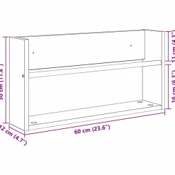 vidaXL Tijdschrift Rek Sonoma Eiken 60 x 12 x 30 cm Bewerkt hout