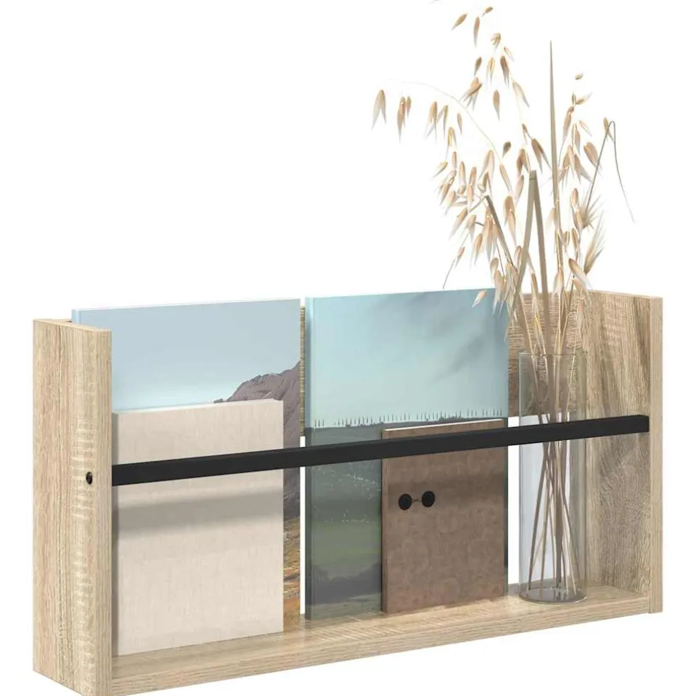 vidaXL Tijdschrift Rek Sonoma Eiken 60 x 12 x 30 cm Bewerkt hout
