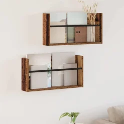 vidaXL Tijdschrift Rek 2 st Oudhout 60 x 12 x 30 cm Bewerkt hout