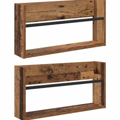 vidaXL Tijdschrift Rek 2 st Oudhout 60 x 12 x 30 cm Bewerkt hout